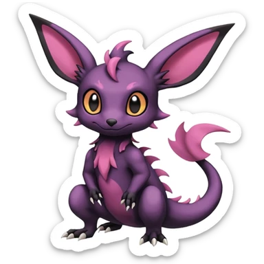 Rare exotic cute epic gothic aesthetic Salandit-Eevee-Noibat-species-Fakemon-hybrid-creature, with markings, full body sticker