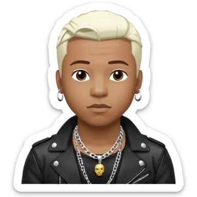Sisqó, R&B Singer with platinum blonde hair, dark skin, shirtless with necklace, black leather jacket sticker