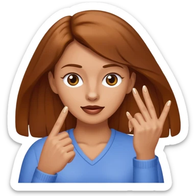 Fille brune et blanche qui a un ongle entre les canines de sa bouche sticker