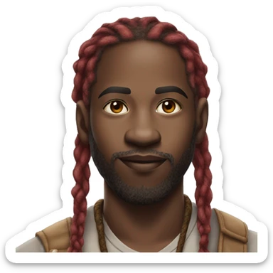 🥷🏿🧏🏿 light skin African American with thick red dreadlocks cover in tattoo  sticker
