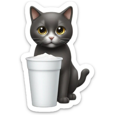 Un chat debout qui boit du lait sticker