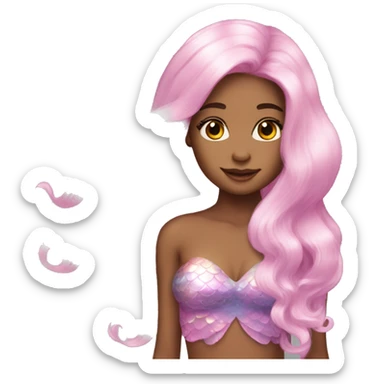 Iridescent mermaid long hair pink sticker