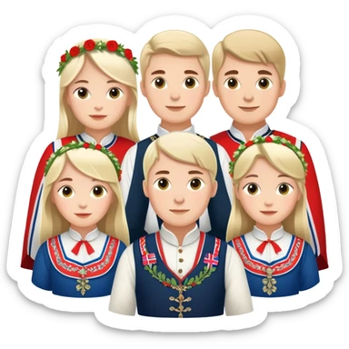 norway 17th of may national day celebration people in traditional floral bunad sticker