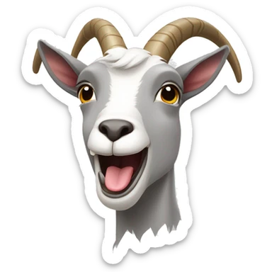 a grey and white goat making an extremely silly face with the tongue out and crossed side eyes sticker