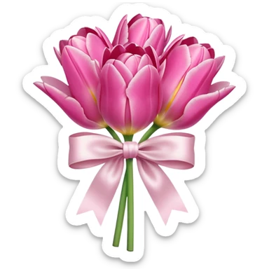 Pink tulips with a bow sticker