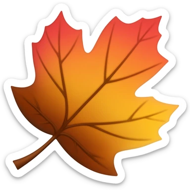 Red-orange-yellow-brown-gradients autumn leaf sticker