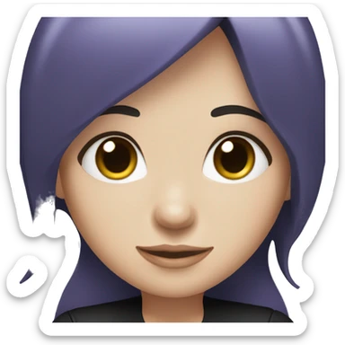 white girl who has dark long purple hair with bangs and blue eyes and is wearing black clothes sticker