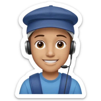 Make me a twin wearing a cap while listening to a song sticker