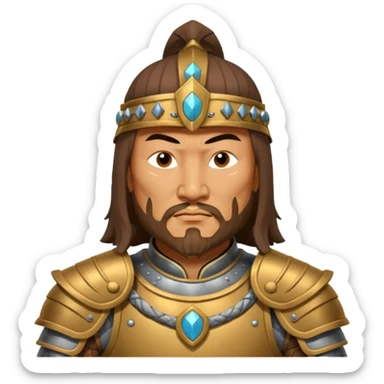 portrait of Genghis Khan in armor 3/4 sticker