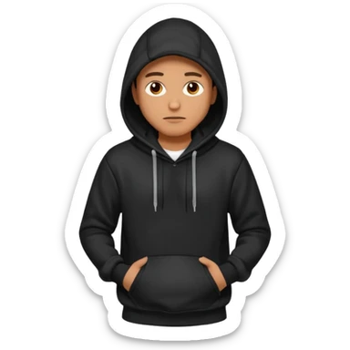 fullbody Mysterious man in black hoodie, hands in pockets sticker