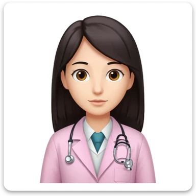 gastroenterologist with dark long straight hair and brown eyes, light pink theme, variation 2 sticker