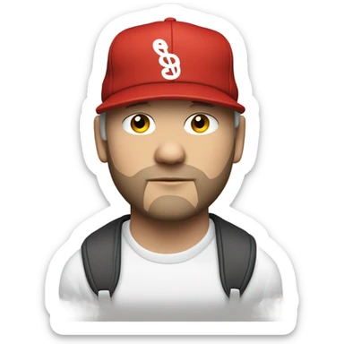 Fred durst from 1999 with a red backwards  hat sticker