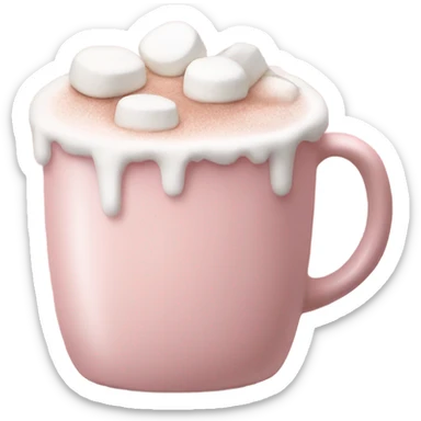 Light Pink mug of hot chocolate with marshmallows  sticker