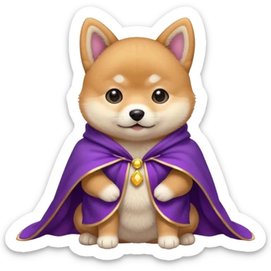 baby shiba dog, in magic purple cloak sticker