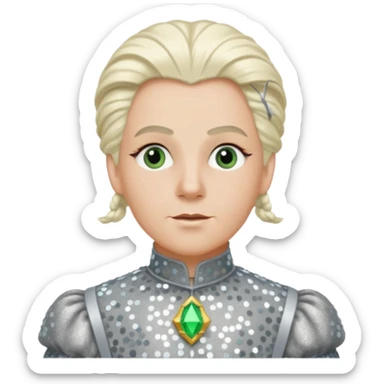 Servant Boq from the Wizard of Oz with white blonde hair, gray sequin outfit sticker