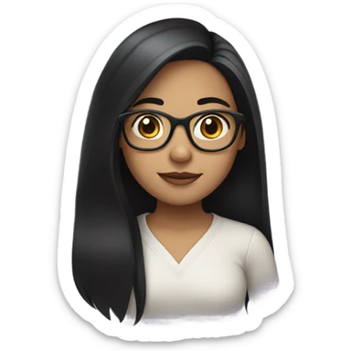 long haired girl with glasses and black hair and fair skin sticker