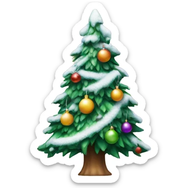 Christmas tree with snow and decorations  sticker