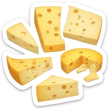 different cheeses with hidden faces on a plate sticker