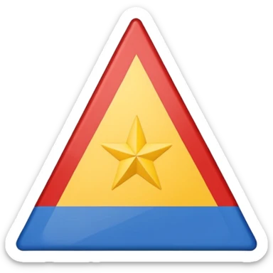 A flag inspired by the Catalan independence flag (the Estelada Blava): five horizontal red stripes alternating with yellow stripes, a blue triangle on the left side pointing to the center, and inside the triangle a single white five-pointed star. sticker