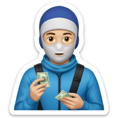 young man with a skimask doing a Money spread sticker