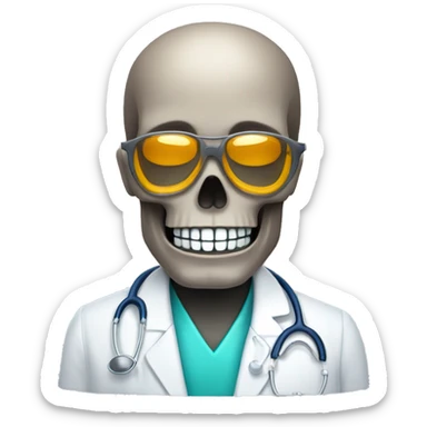 multi-colored skull that looks friendly like a 3D model a doctor would have in their office sticker
