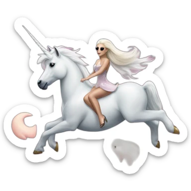 Ariana Grande riding a unicorn and Lady Gaga riding polar bear sticker