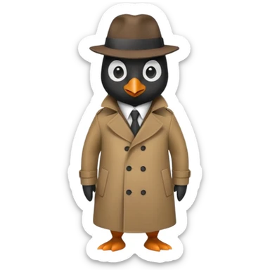 kahverengi trençkotlu penguen dedektif  sticker