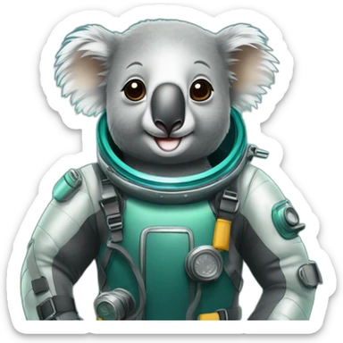 koala in diving suit sticker