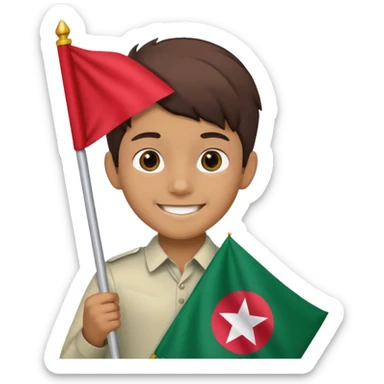 A boy is standing with the flag of Bangladesh 🇧🇩 sticker