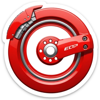 
Car wheel emoji with red brake caliper inside wheel on brake disc sticker