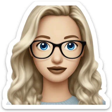 Beautiful Balayage pale model lady with glasses and blue eyes  sticker