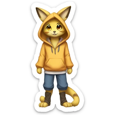 Anthro Sona Fakemon with a hoodie Full Body sticker