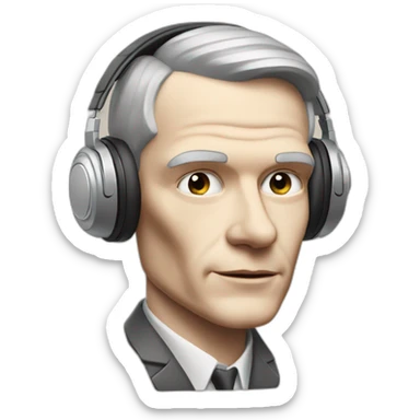 Alan Turing listening to an audiobook using iphone and an airpod sticker