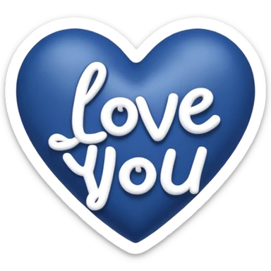 Dark Blue heart with the words Love You Ry in the middle  sticker