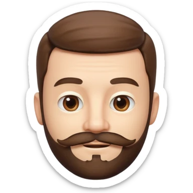 A 3D cartoon male face with short beard and mustache resembling whiskers, friendly expression, warm light, realistic Memoji-style texture. sticker