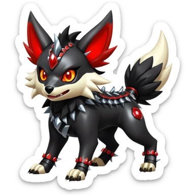 Shiny Gothic Punk’ish Exotic Futuristic Houndoom-Arcanine-Zorua-Torracat-Pokémon-Fakémon-hybrid-creature sticker