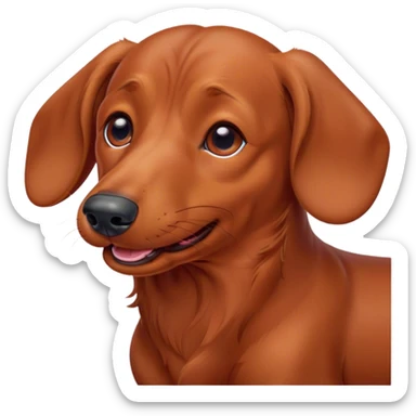 Cinematic Cute Yawning Red Dachshund Portrait Emoji, Head tilted slightly with a dramatic, wide-open yawn, showcasing a smooth red coat with a subtle luster, floppy ears slightly drooping, round brown eyes barely open in drowsy contentment, Simplified yet irresistibly adorable features, highly detailed, glowing with a soft, cozy glow, high shine, relaxed yet expressive, stylized with a touch of whimsy, bright and endearing, soft glowing outline, capturing the essence of a sleepy yet affectionate companion, so drowsy it feels like it could stretch right out of the screen and curl up for a nap! sticker