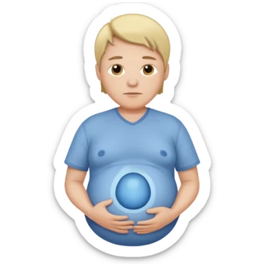 a pregnant man with middle parted hair sticker