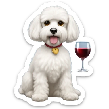Maltese poodle drinking wine sticker