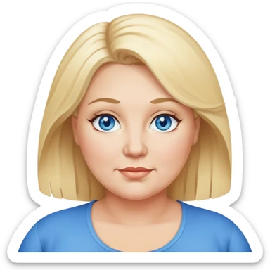 A middle aged plus size woman with blonde hair and blue eyes sticker