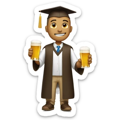 Tan man graduating chugging a beer sticker