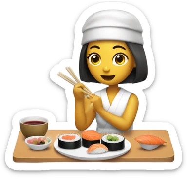 Chica comiendo sushi sticker