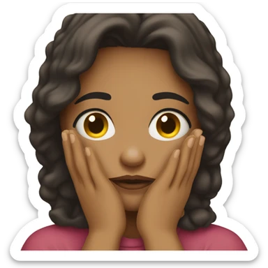  girl ashamed of themself of hiding face in hands sticker