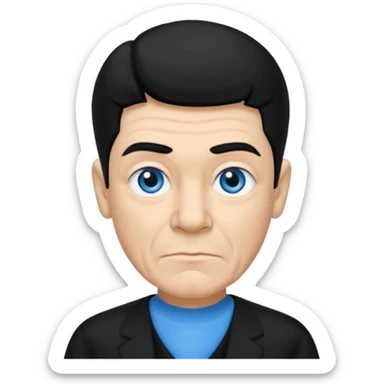 Shemp Howard from the Three Stooges with blue eyes, black hair, black outfit sticker