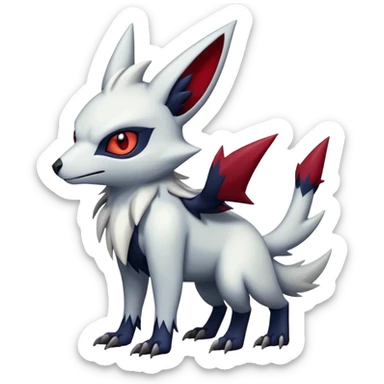 Vampiric feral emo dark Zangoose-Absol-Noibat-Fakémon-hybrid-creature (full body) sticker