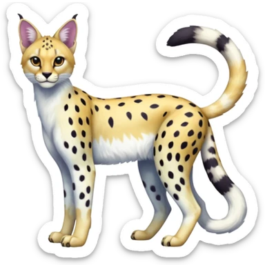 Colorful shiny albino melanistic Caracal-Cheetah-Serval-Snow-Leopard-Trico-Sergal-Vernid-fusion-hybrid-animal-creature, full body sticker