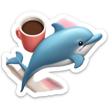 Dolphin with a cozy blanket with hot coco sticker