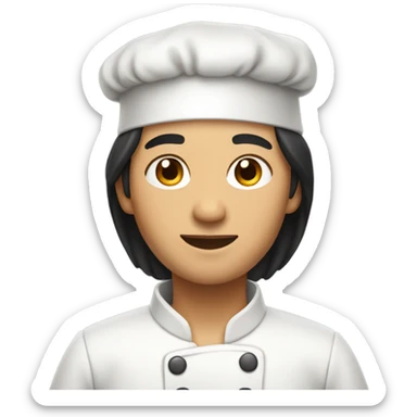 Asian chef tan skin black hair sticker