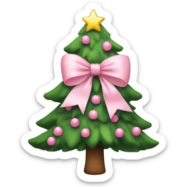 Christmas tree with a baby pink bow sticker