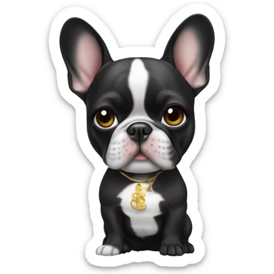 French bulldog black with White dollar with Asian girl sticker